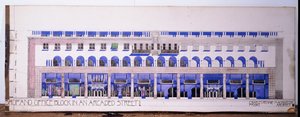 Bisher nicht verzeichnete architektonische Zeichnungen für ein Geschäft und eine Arkadenstraße, ca. 1915 von Charles Rennie Mackintosh
