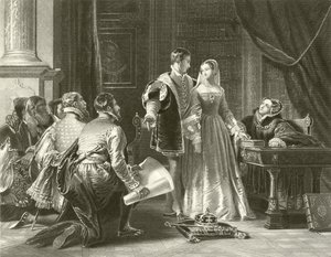 Lady Jane Greys Widerwillen, die Krone anzunehmen von Charles Robert Leslie