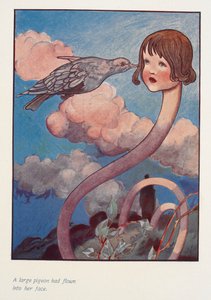 Eine große Taube war ihr ins Gesicht geflogen. Alice mit langem Hals. von Charles Robinson
