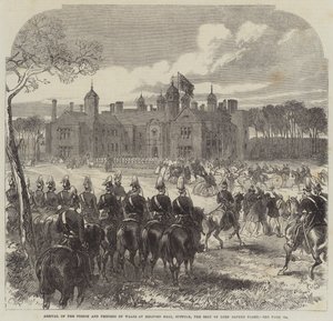 Ankunft des Prinzen und der Prinzessin von Wales in Melford Hall, Suffolk, dem Sitz von Lord Alfred Paget