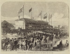 Bootshaus in Putney, die Cambridge-Crew geht zum Training von Sir John Charles Robinson