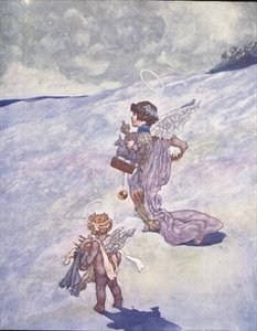Weihnachtsengel mit Spielzeug von Charles Robinson