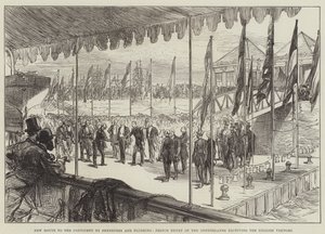 Neue Route zum Kontinent über Sheerness und Flushing, Prinz Heinrich der Niederlande empfängt die englischen Besucher von Sir John Charles Robinson