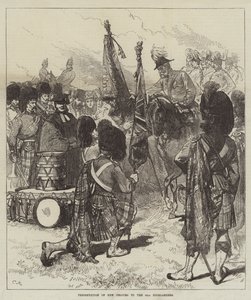 Präsentation neuer Farben an die 42. Highlanders von Sir John Charles Robinson