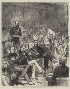 Die Parlamentseröffnung, Lord Ravensworth hält die Ansprache im House of Lords von Sir John Charles Robinson