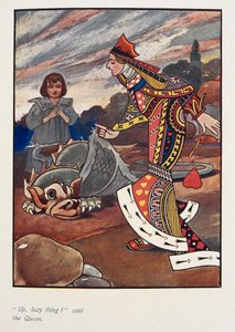 "Auf, faules Ding!" sagte die Königin. Alice und die rote Herzkönigin.