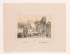 Ansicht der Grote oder Sint-Laurenskerk in Rotterdam (Vues et monuments de la ville de Rotterdam) von Charles Rochussen