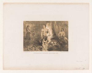 Männer, Frau und Kind im Wald von Charles Rochussen