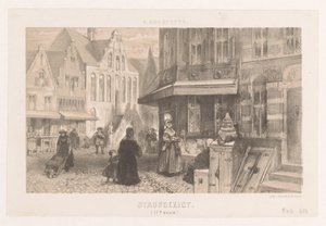 Menschen auf der Straße (Stadsgezicht, 17. Jahrhundert) von Charles Rochussen