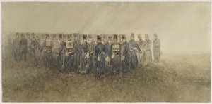 Pause eines Infanteriebataillons auf der Heide von Charles Rochussen