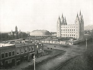 Die Versammlungshalle, Tabernakel und Mormonentempel, Salt Lake City, USA, 1895