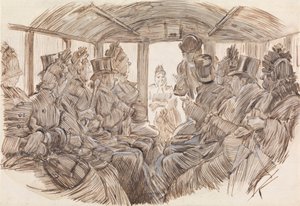 Innenraum eines Busses von Charles Samuel Keene