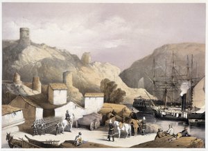 Hafen von Balaclava in „Sebastopol“ von Ch. Hardinge. Lithographie von Vincent Brooks, London 1855 Henry Graves