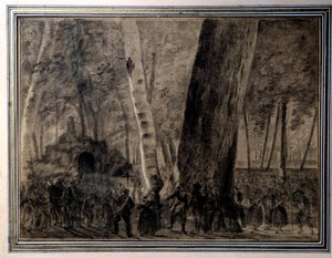 Französische Revolution: „Der Leichnam von Jean-Paul Marat (1743-1793) wird im Garten der Cordeliers beigesetzt“ Zeichnung von Charles Thevenin (1764-1838) 1793 Versailles, Musée Lambinet von Charles Thevenin