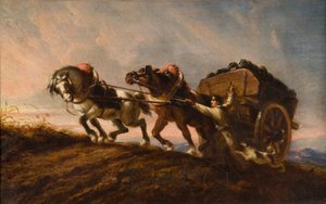 Pferde, die an einer Last ziehen, 1864