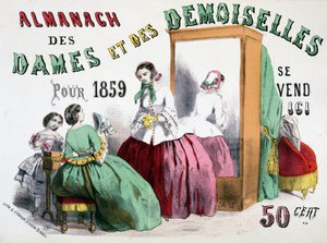 Werbeplakat für den Almanach der Damen und Damen für 1859 (junge Mädchen reden vor einem Eisschrank über Lumpen), 50 Cent von Charles Vernier