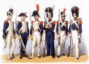 Uniformen der französischen Armee, Nationalgarde (Infanterie) 18.-19. Jahrhundert, Gravur von Charles Vernier (1831-1887)