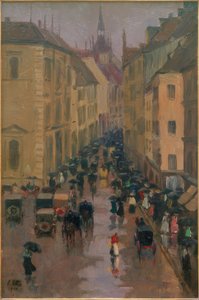 Dienerstraße in München, im Hintergrund der Turm von St. Peter
