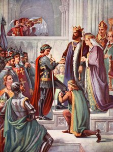 Die Investitur von Edward dem Schwarzen Prinzen als Ritter des Hosenbandordens
