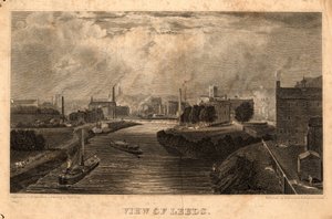 Ansicht von Leeds, graviert von J. Cousen, vor 1827