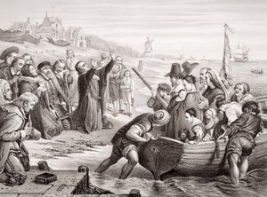Abreise der Pilgerväter aus Delft Haven im Juli 1620, aus 