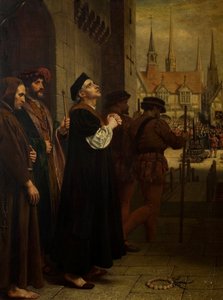 Das Martyrium von Laurence Saunders in Coventry, rechte Tafel des Triptychons von Charles West Cope