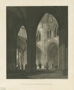Innenraum der Kathedrale von Lichfield - Schiff (Aquatinta-Stich) von Charles Wild