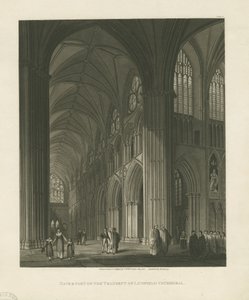 Innenraum der Lichfield Kathedrale - Langhaus (Aquatinta-Stich) von Charles Wild