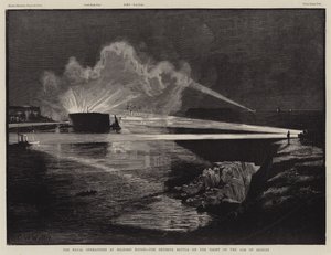 Die Marineoperationen bei Milford Haven, die entscheidende Schlacht in der Nacht des 17. August von Charles William Wyllie