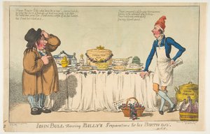 John Bull betrachtet Billys Vorbereitungen für seinen Geburtstag, 18. Mai 1802