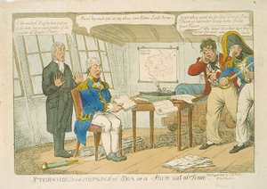 Sternhold und Hopkins auf See oder ein Stave aus der Zeit, 1809 (farbige Radierung)