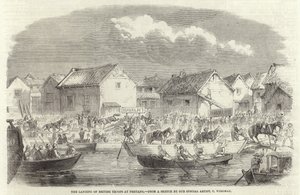 Die Landung britischer Truppen in Pehtang von Charles Wirgman