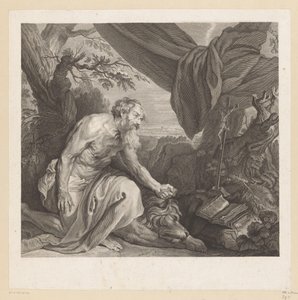 Hieronymus mit schlafendem Löwen und Kruzifix von Charles de Beauvais (rejected attribution)