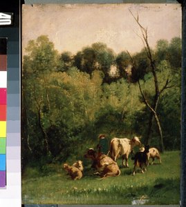 Landschaft mit Kühen auf einer Weide von Charles de Luna