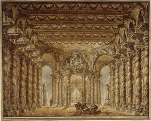 Bühnenbild für die Oper Armide von Jean-Baptiste Lully, 1760 von Charles de Wailly