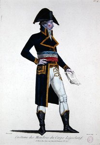 Kostüm der Mitglieder des Corps Legislatif während der Ersten Republik in Frankreich, ca. 1800