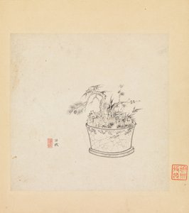 Verschiedene Studien, ein Blatt datiert 1619 von Chen Hongshou