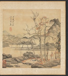 Gemälde nach alten Meistern: Daoist und Kranich in Herbstlandschaft, 1598-1652