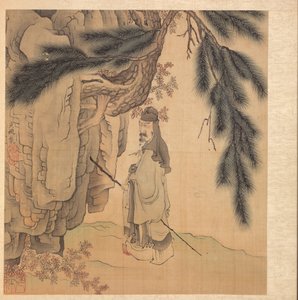 Gemälde nach alten Meistern: Gelehrter mit Stab und Pinsel, 1598-1652 von Chen Hongshou