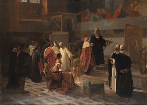 Ludovico il Moro besucht Leonardo da Vinci im Refektorium des Klosters Santa Maria delle Grazie von Cherubino Cornienti