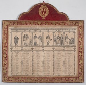 Französischer Kalender für das Jahr 1816 Galerie Generale des Souverains des Etats Européens