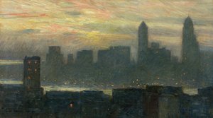 Manhattans nebliger Sonnenuntergang