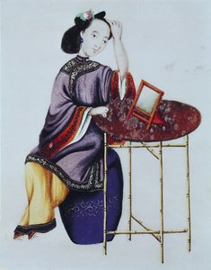 Eine chinesische Frau, die ihr Haar richtet, Qianlong-Periode (1736-96) von Chinese School