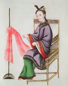 Eine chinesische Frau beim Netzfischen, Qianlong-Periode (1736-96)