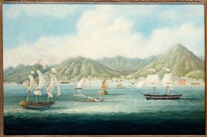 Ein Blick auf Victoria, Hongkong mit britischen Schiffen und anderen Schiffen, ca. 1850 von Chinese School
