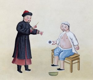 Ein Akupunkteur mit seinem Patienten, ca. 1785