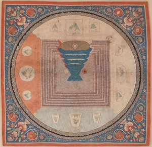 Kosmologisches Mandala mit dem Berg Meru