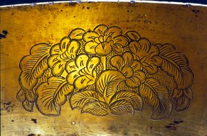 Detail eines gravierten Beckens, Tang-Dynastie (vergoldetes Silber) von Chinese School