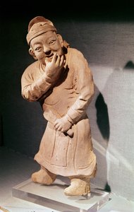 Figur eines pfeifenden Schauspielers, aus Jiaozuo, Henan, Yuan-Dynastie (1271-1368)