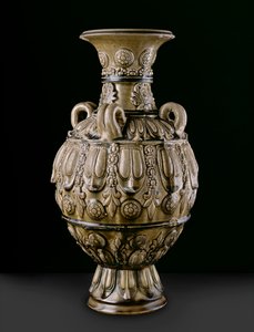 Grünware Krug mit geformten Verzierungen, Yue Kikn-Stätte, Sechs Dynastien Periode